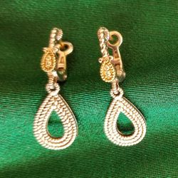 Judit Ripka Sterling silver with 18k gold and diamond earrings