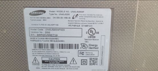 PartS for Samsung 43" Smart TV UN43J5200AF