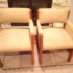 2 Fabric Chairs With Wood Legs