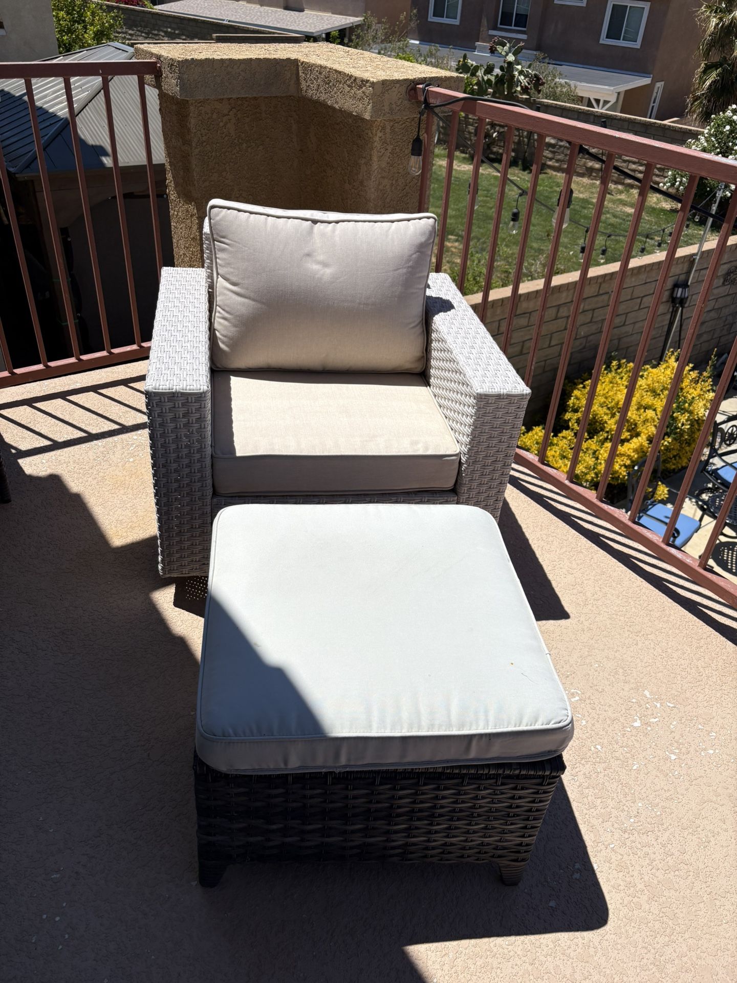 Wicker Chair & Ottoman