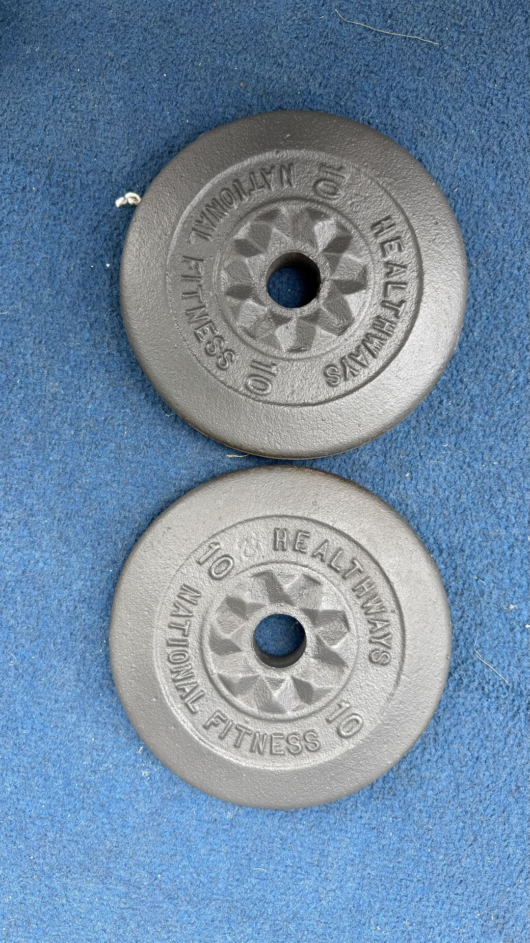 National Fitness 10 lb (BFCO, Healthways) Barbell Weight Plates, standard 1" x 2, Set of 2