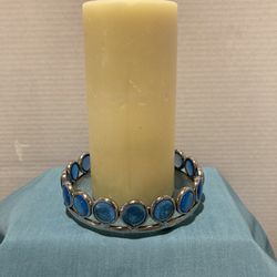 Ring of Blue Glass Candle Holder