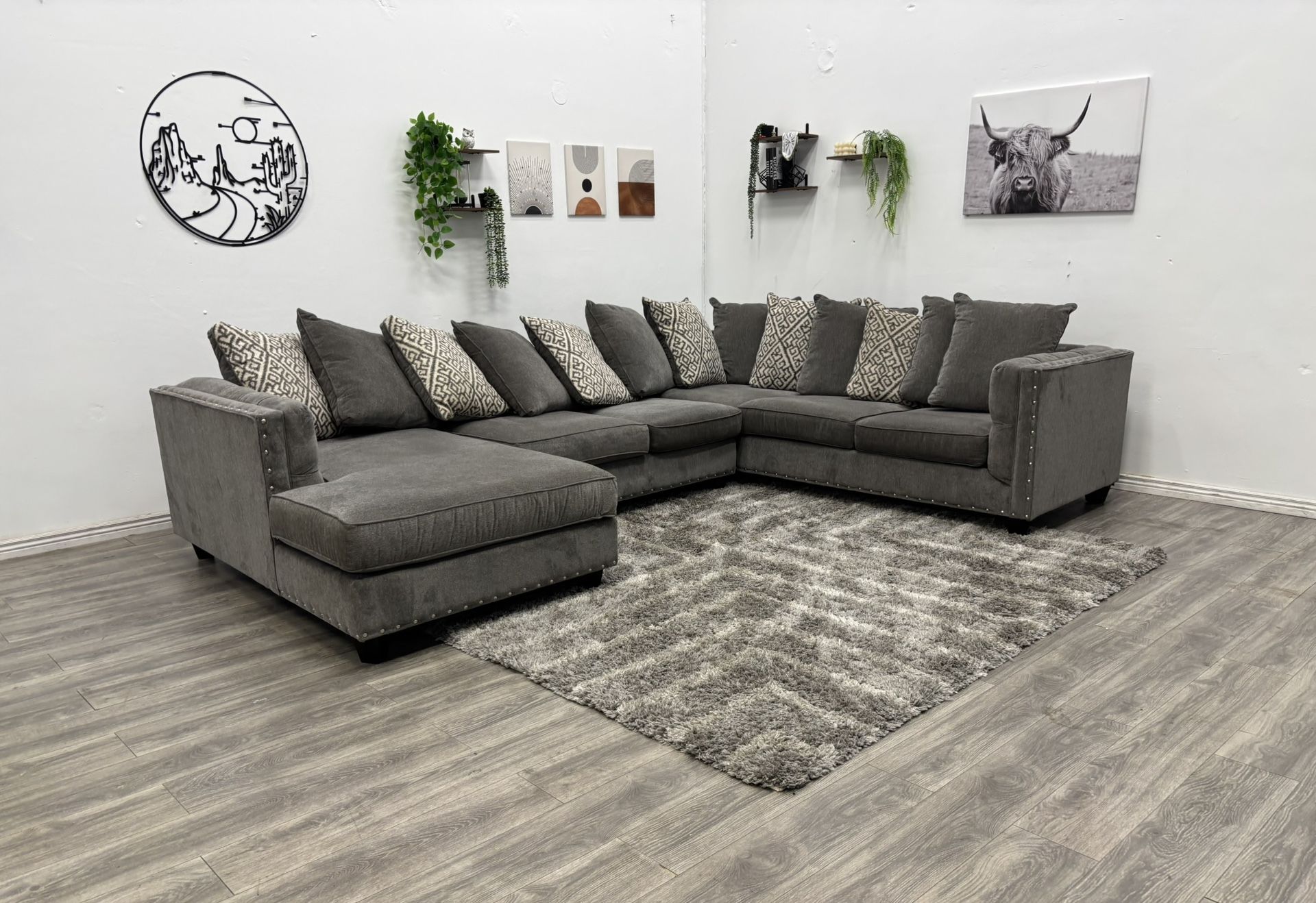 Grey Sectional Couch - Free Delivery 