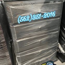 Grey Fully Built Dresser Chest Real Wood 5 Drawer- Gris Cajonera 5 Gavetas