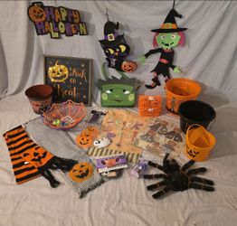Ultimate Kids Halloween Decor & Trick-or-Treat Bundle - Kuromi Lantern, Buckets, Signs & Lights
