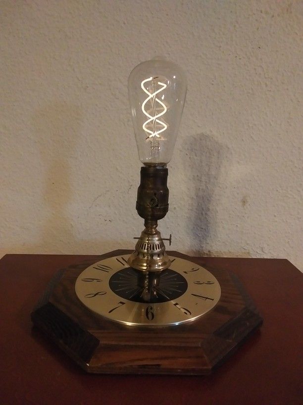 One-of-a-kind Handmade Upcycled Vintage Atomic Style Clock Steampunk Art Lamp/Light.