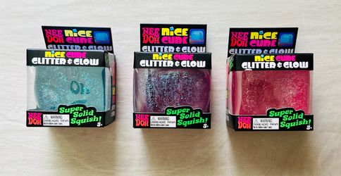 Set Of 3x NeeDoh Nice Cube Glitter & Glow Viral TikTok Fidget Schylling.