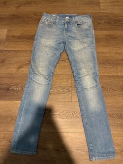 True Religion Light Wash Moto Skinny Jeans