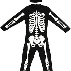 Skeleton Halloween Costume Bodysuit With Back Printing Skeleton Costume Jumpsuit Suitable For Children  Boys XL kids size 