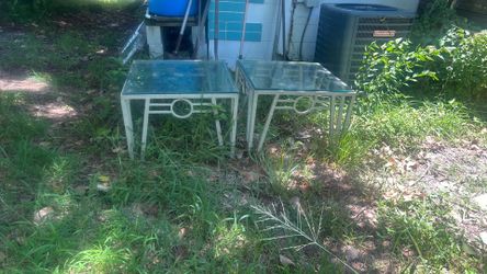 2 glass tables
