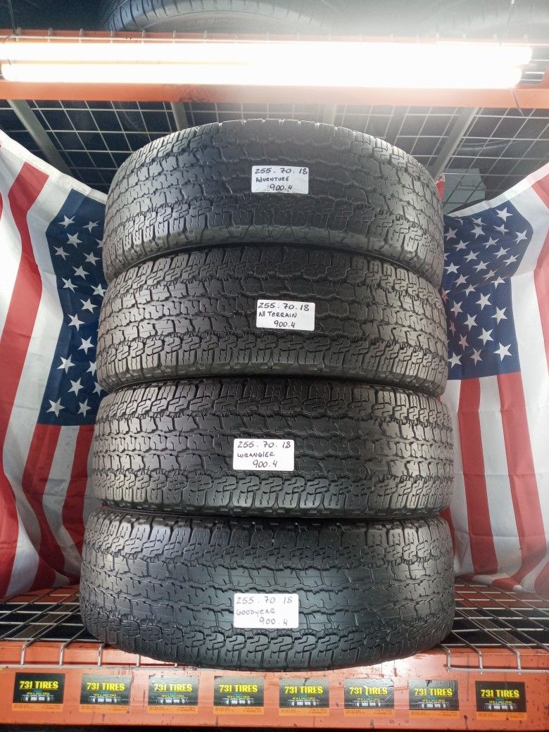 P255/70R18 GOODYEAR WRANGLER PRO KEVLAR TECHNOLOGY TIRES 255/70R18 MATCHING  FULL SET OF 4 USED TYRES 255 70 18 for Sale in Fort Lauderdale, FL - OfferUp