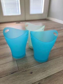 Set of 3 Modern Trash Cans / Organizers – Blue & Mint