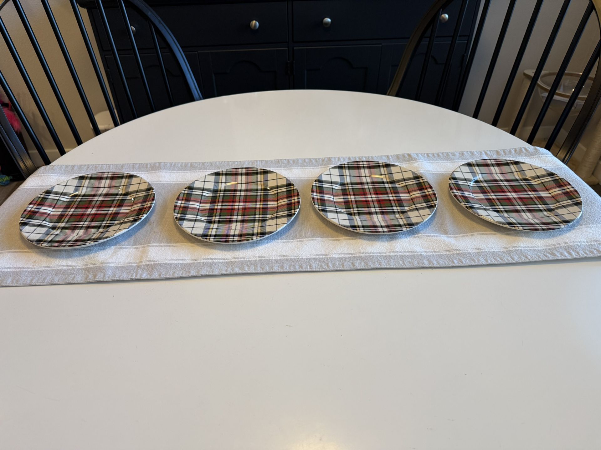 NWOB Pottery Barn Rare Denver Plaid Salad Plate Set, Never Used