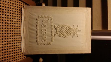 Welcome hand embroidered cloth sign