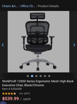 WorkPro 12000 Series Ergonomic Mesh High Back Executive Chair