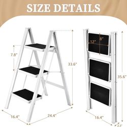  Brand New in Box 3 Step Ladder Folding Step Stool, 330 Lbs Capacity Step Stool for Adults, Closet Step Stool Ladder with Anti-Slip Wide Pedals Househ