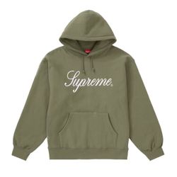 Supreme Raised Script Hooded Sweatshirt Olive