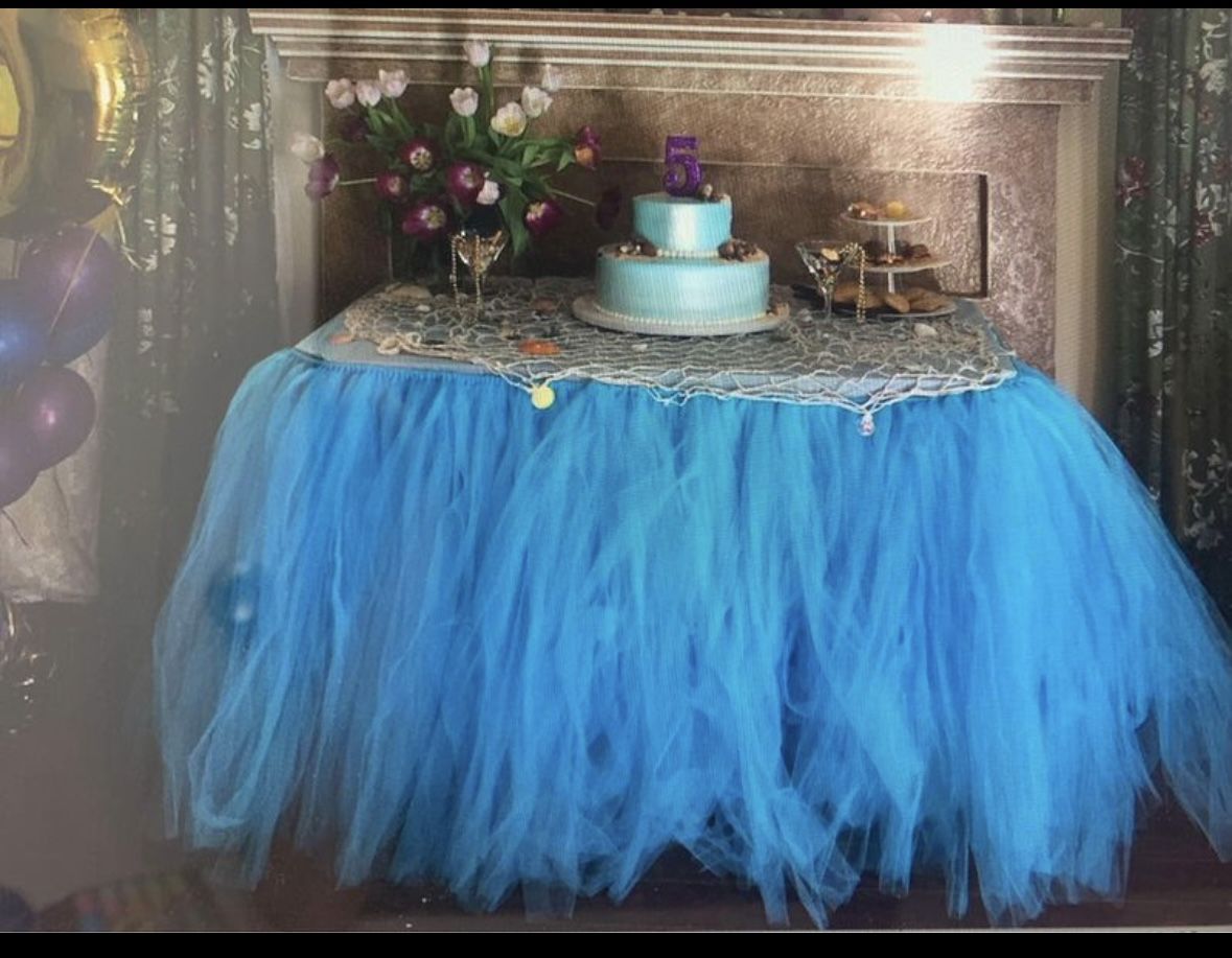 Blue Tutu Table Skirt