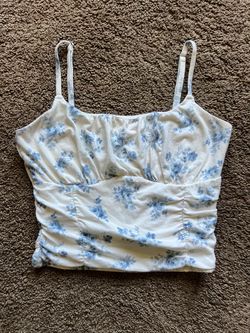 Hollister Co. white & blue floral tank top