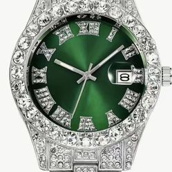 Iced Out Bling Roman Numeral Date Watch *See My Other 800 Items *