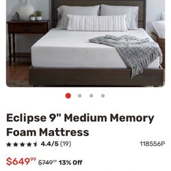 Eclipse 9 inch medium memory foam FULL mattress 