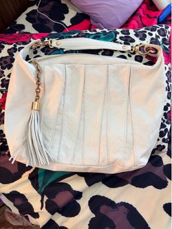 White leather purse