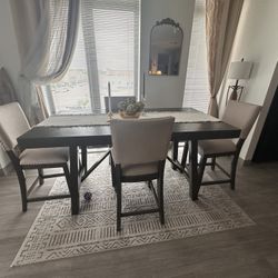 Beautiful Counter-Height Dining Table with Leaf + 8 Chairs 