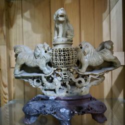 Antique Item Soapstone Foo Dogs