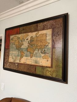 Wood framing World map frame art
