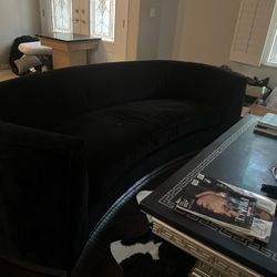 Black Velvet Curved Sofa $300