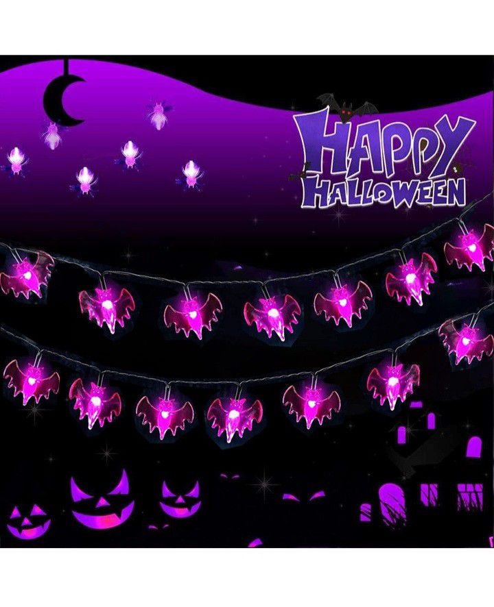 Halloween String Lights,Battery Operated Halloween Pumpkin Bat Ghost Decorations Lights Kit with 20 LED Lights,12ft for Indoor/Outdoor Halloween, Holi