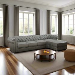 89’’dark  Grey Cow Top Leather Sofa