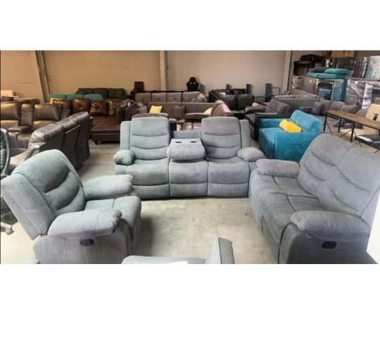 BRAND NEW 3 PIECES RECLINERS SOFA COUCH SET