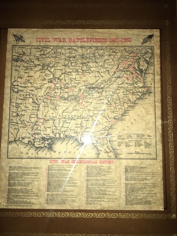 Map from civil war battlefields ( 1861- 1865 )
