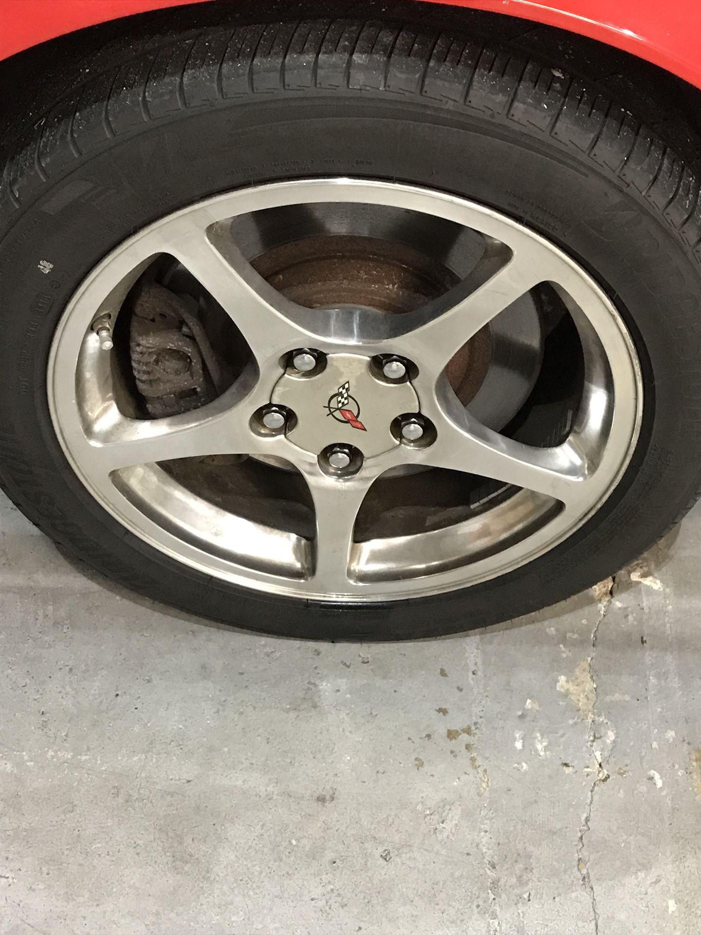 C5 Corvette OEM polished wheels staggered
