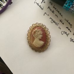 Victorian Cameo Pin With 14k Yellow Gold Border. Make Me An Offer