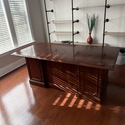 Solid Wood Office Desk, Bookcase & Matching File/Storage Cabinet – Beautiful Set!