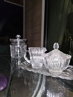 Vintage Mikasa Royal Suite Crystal Sugar Bowl and Creamer Set