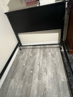 Full size bed frame and dark brown  headboard