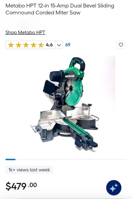  Metabo HPT Slidind 12-in 15-Amp Dual Bevel Sliding Compound Corded Miter Saw