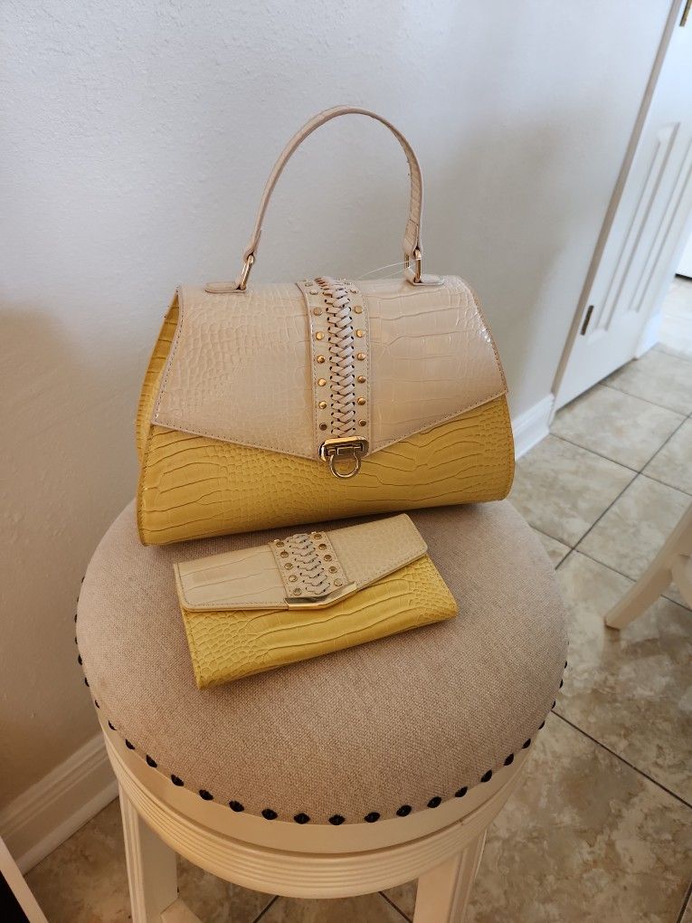 Beautiful Yellow & Cream Purse & Wallet