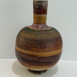 Mid 20th Century Vintage Mexican Red Toned Clay Pottery Jug Vase