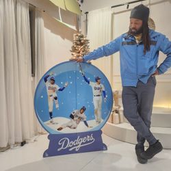 Dodgers Snow Globe 46inch Wooden Decor