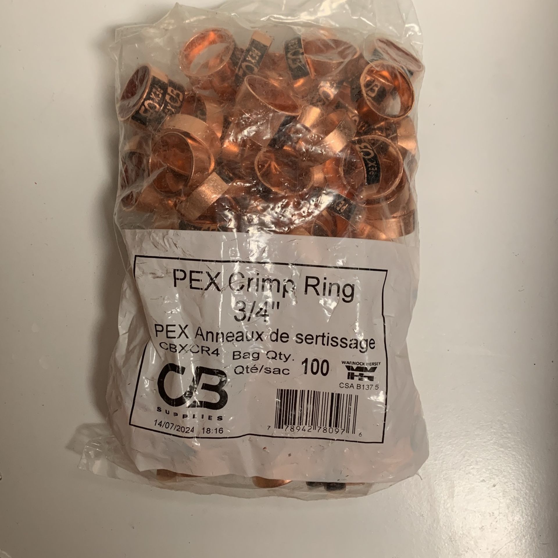 Pex Crimp Ring 3/4
