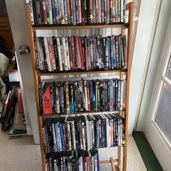 Dvd Movies 157 Total & Dvd Wood Rack All For $80