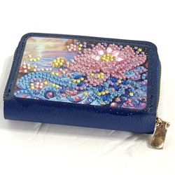 11-Pocket Blinged Faux Leather Card Wallet Pink Lotus NEW