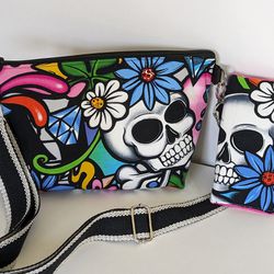 Skull Purse  Hand Made One Of A Kind With Matching Cushion Sunglass Case 