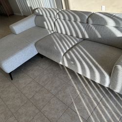 Modern Grey Sectional Sofa - Like New! 