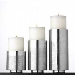 Vera Wang Vesta Set / 3 Pillar Candle Holders 