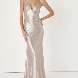 Spectacular Moment Rose Gold Mermaid Maxi Dress
